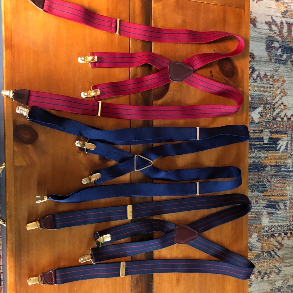 Stylish Red and Blue Suspenders Set